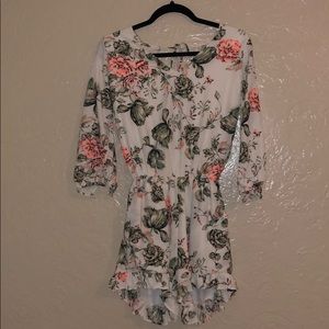 White romper with pink/green flowers